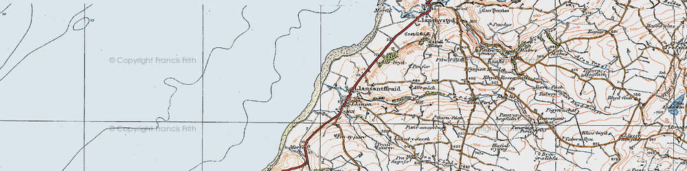 Old map of Llansantffraed in 1922