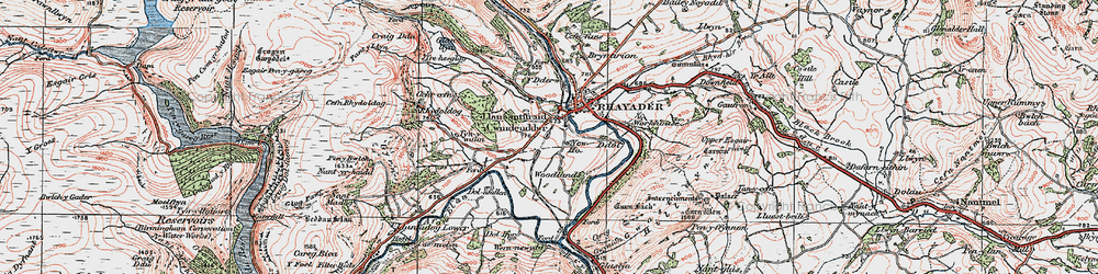 Old map of Llansantffraed-Cwmdeuddwr in 1922