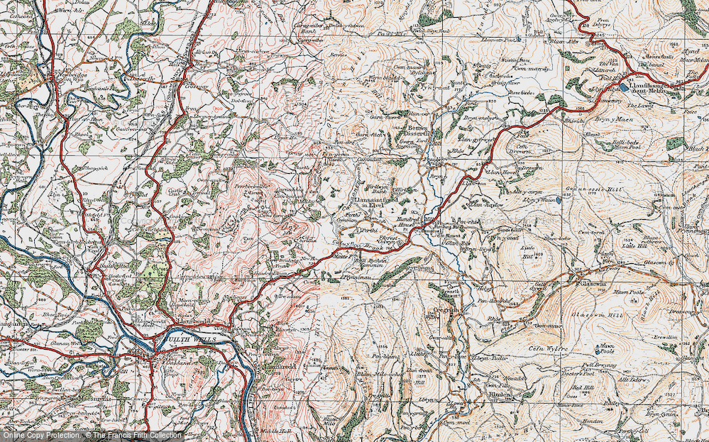 Old Map of Llansantffraed-in-Elwel, 1920 in 1920