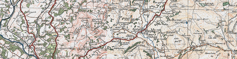 Old map of Llansantffraed-in-Elwel in 1920