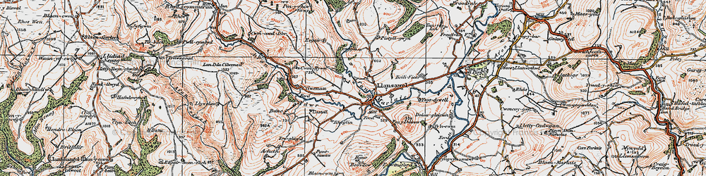 Old map of Llansawel in 1923
