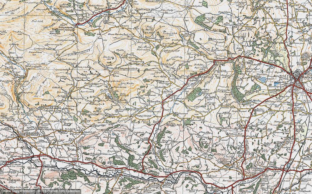 Old Map of Llansilin, 1921 in 1921