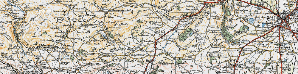 Old map of Llansilin in 1921