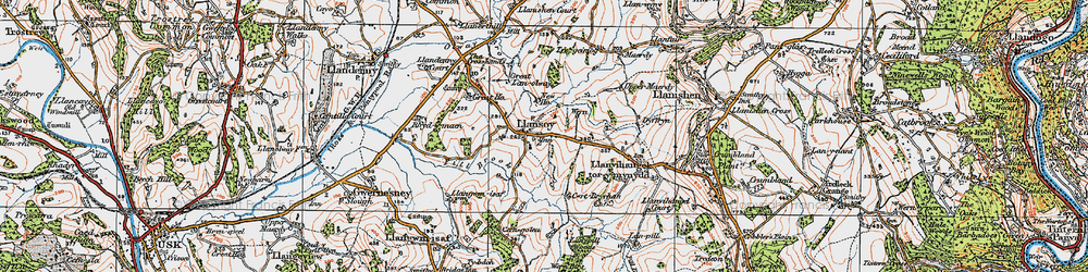 Old map of Llansoy in 1919