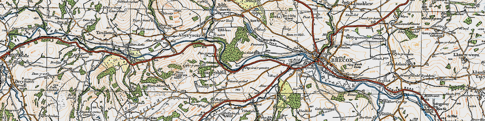 Old map of Llanspyddid in 1923