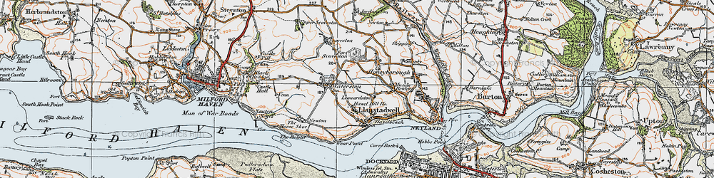 Old map of Llanstadwell in 1922
