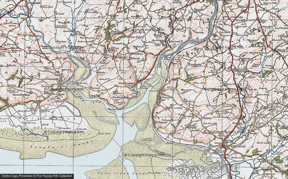 Old Map of Llansteffan, 1923 in 1923