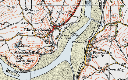 Old map of Llansteffan in 1923