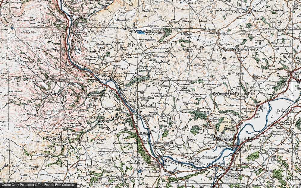 Old Map of Historic Map covering Llanddewi in 1919