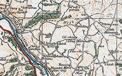 Old map of Llanddewi in 1919