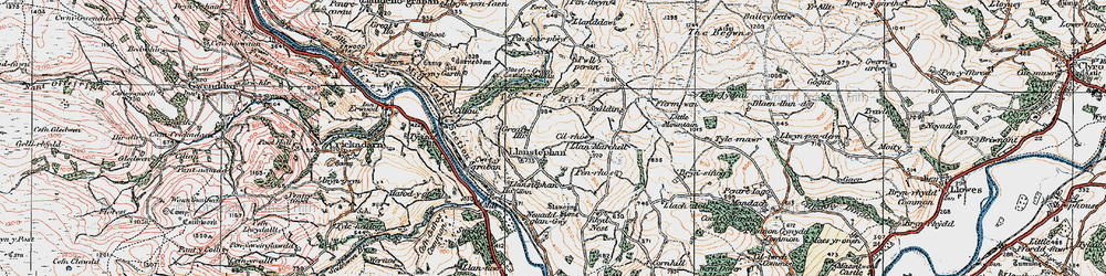 Old map of Llanddewi in 1919