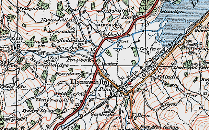 Old map of Llanuwchllyn in 1921