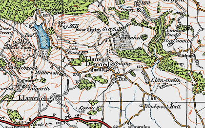 Old map of Llanvair-Discoed in 1919