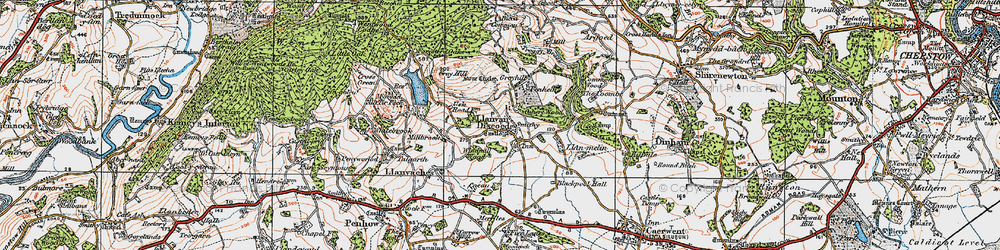Old map of Llanvair-Discoed in 1919