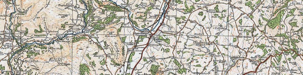 Old map of Llanvihangel Crucorney in 1919