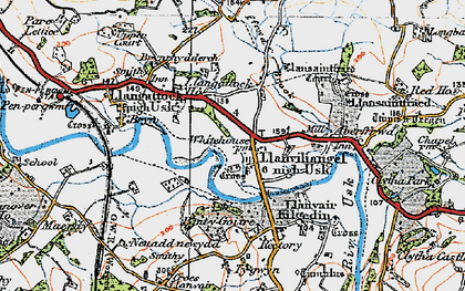 Old map of Llanvihangel Gobion in 1919