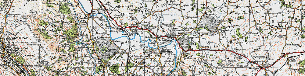 Old map of Llanvihangel Gobion in 1919