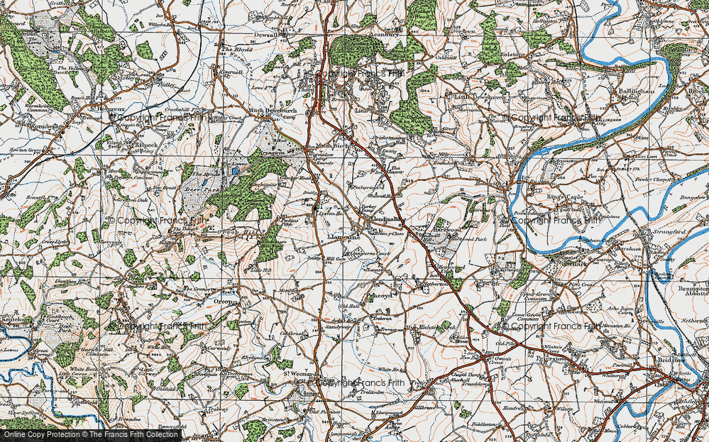 Old Map of Llanwarne, 1919 in 1919