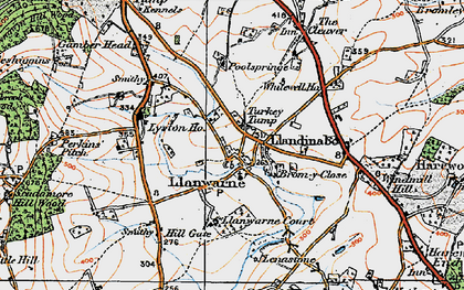 Old map of Llanwarne in 1919