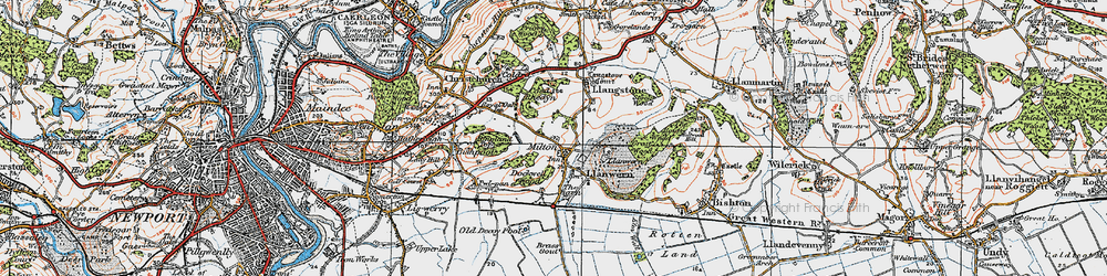 Old map of Llanwern in 1919