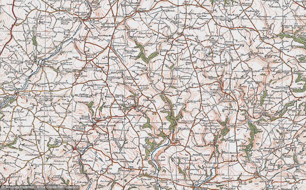 Old Map of Historic Map covering Caer-uchedydd in 1922