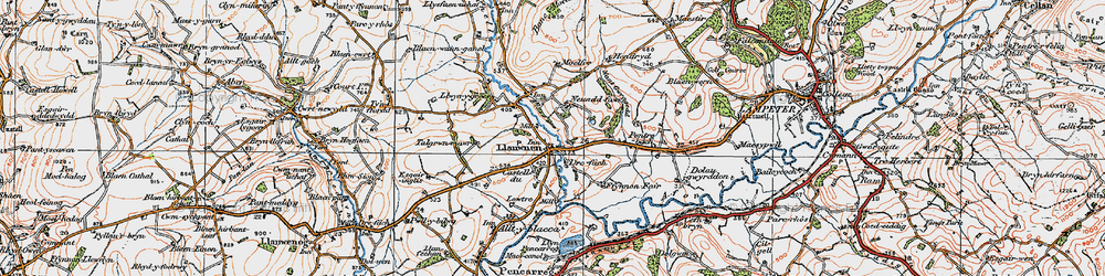 Old map of Llanwnnen in 1923