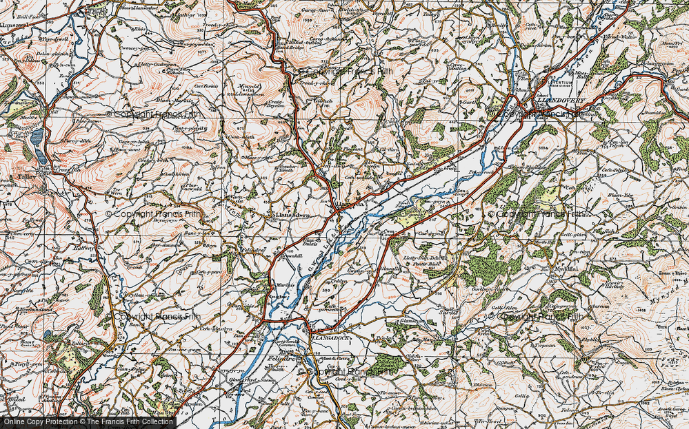 Old Map of Llanwrda, 1923 in 1923