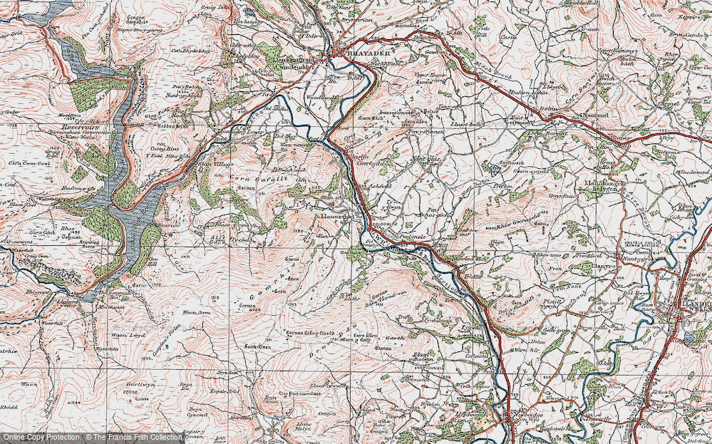Old Map of Historic Map covering Blaenglynolwyn in 1923