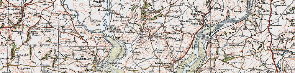 Old map of Llanybri in 1923