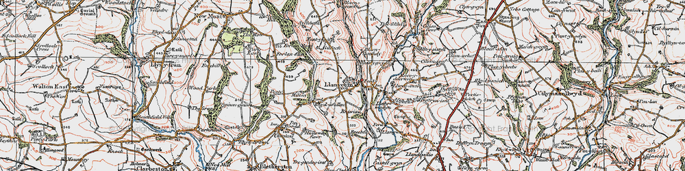 Old map of Afon Rhyd-y-bil in 1922