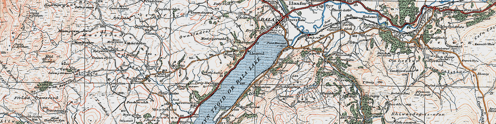 Old map of Llanycil in 1922