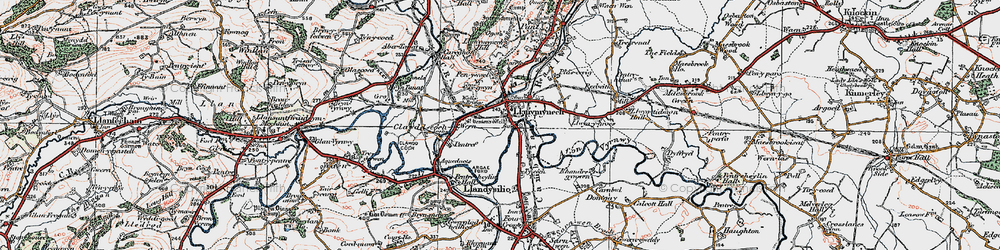 Old map of Llanymynech in 1921
