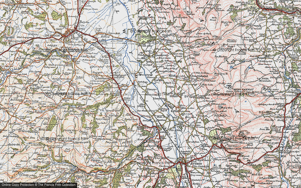 Old Map of Historic Map covering Bod-Ynys in 1922