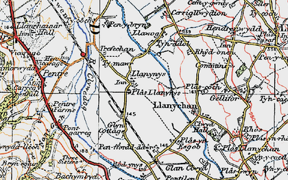 Old map of Llanynys in 1922