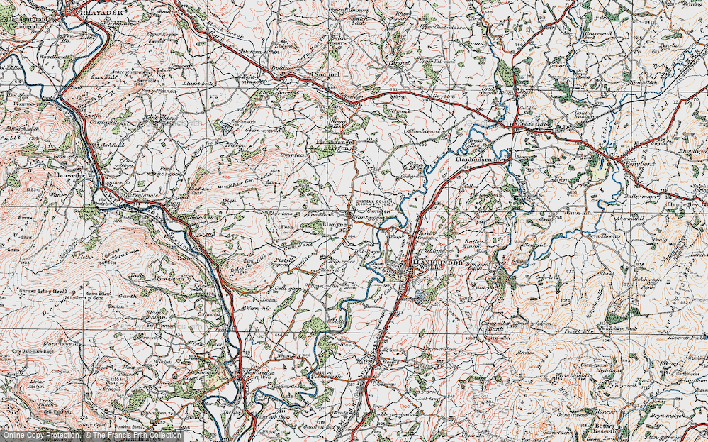 Old Map of Llanyre, 1923 in 1923