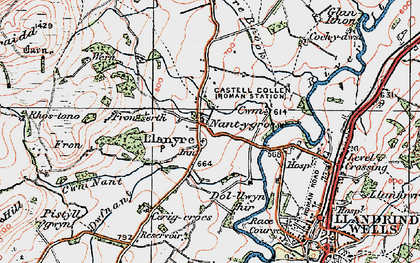 Old map of Llanyre in 1923
