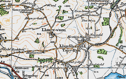 Old map of Llanywern in 1919