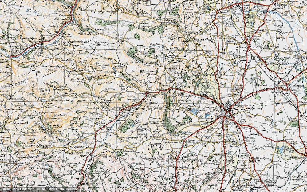 Old Map of Llawnt, 1921 in 1921