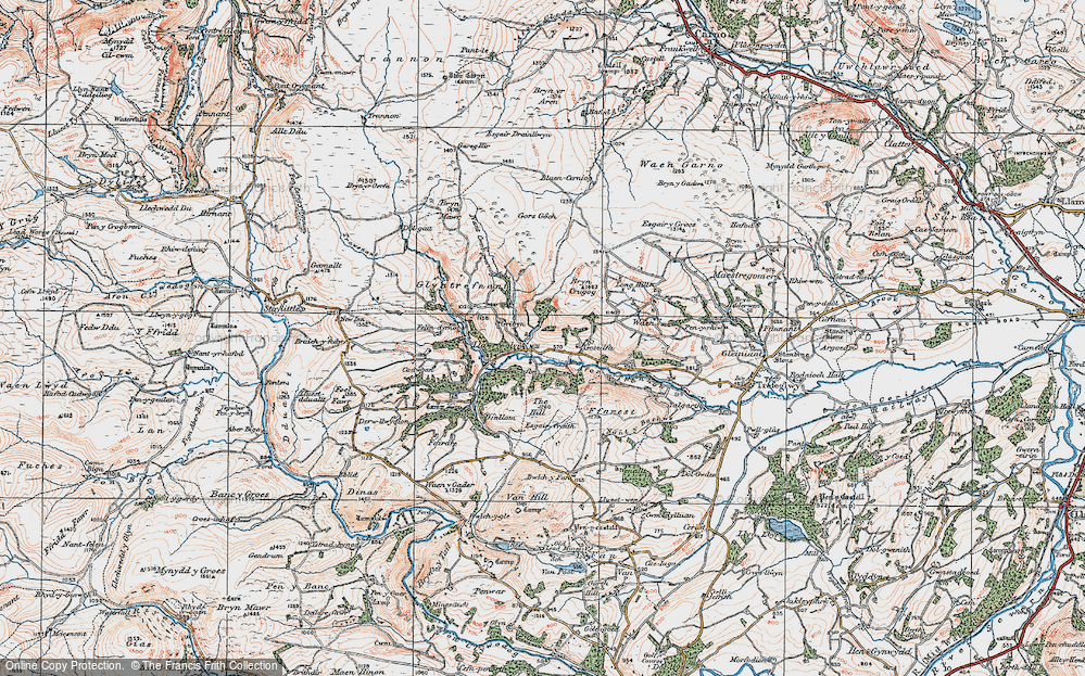Old Map of Llawr-y-glyn, 1921 in 1921