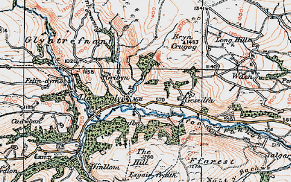 Old map of Llawr-y-glyn in 1921