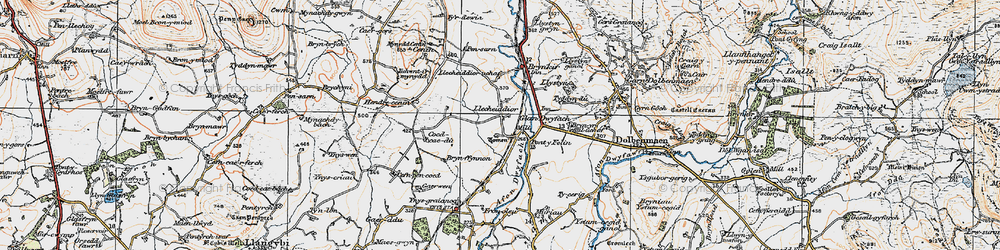 Old map of Afon Dwyfach in 1922