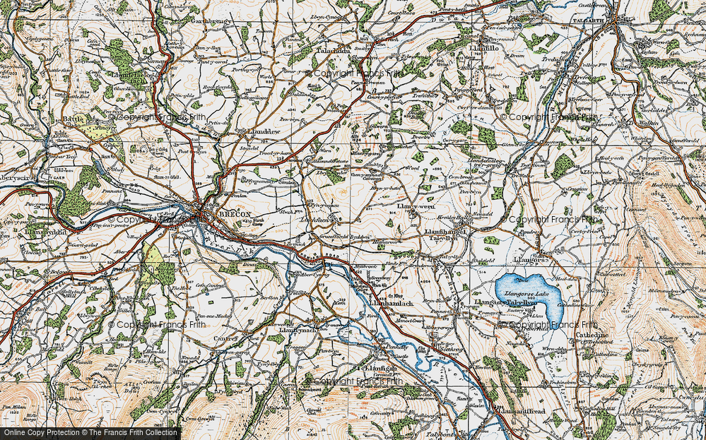 Old Map of Historic Map covering Bryn yr haul in 1923