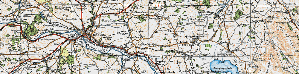 Old map of Llechfaen in 1923