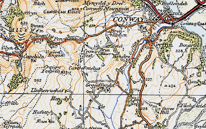 Old map of Afon Gyffin in 1922