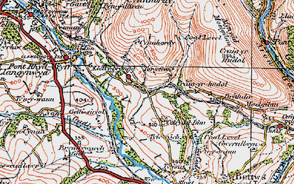 Old map of Brynllywarch in 1922