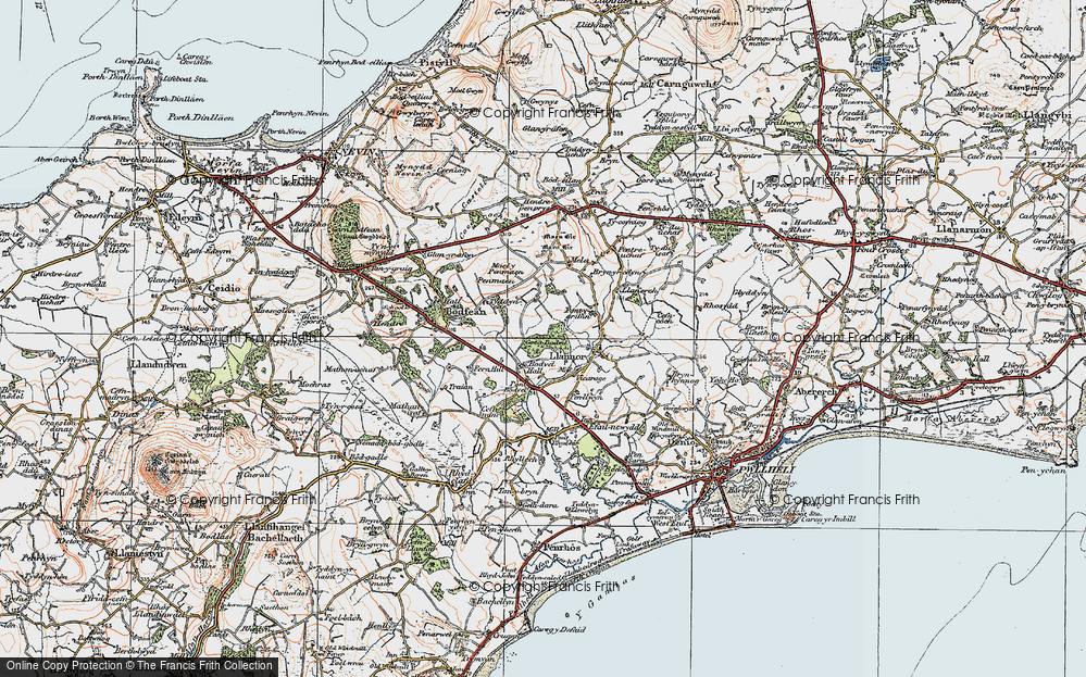 Old Map of Historic Map covering Bryn-moelyn Ho in 1922