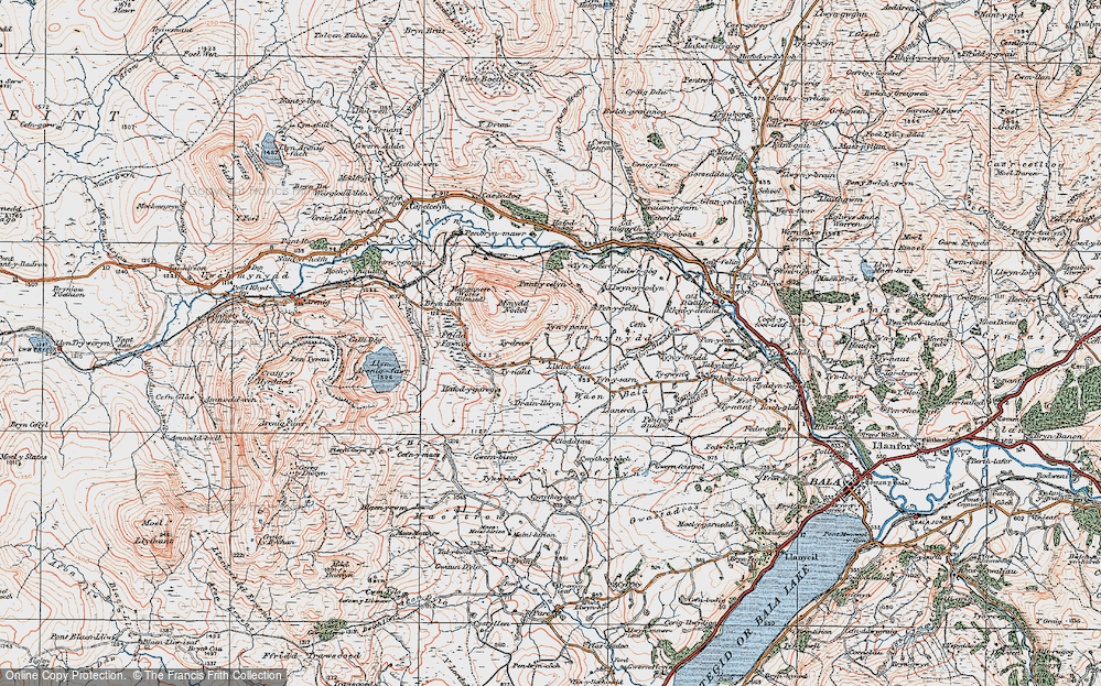 Old Map of Historic Map covering Aberderfel in 1922