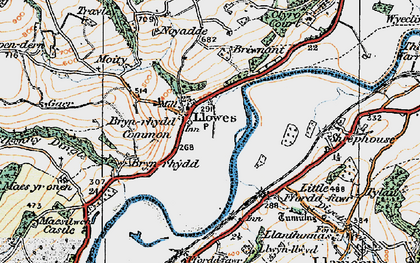Old map of Llowes in 1919