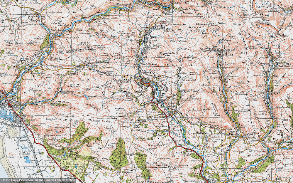 Old Map of Historic Map covering Blaen-cwmcerwyn in 1922