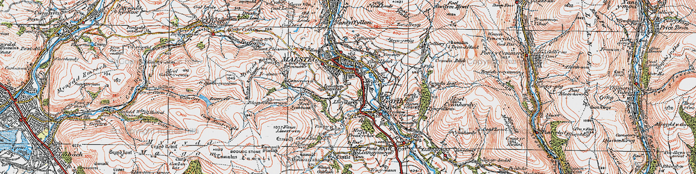 Old map of Blaen-cwmcerwyn in 1922